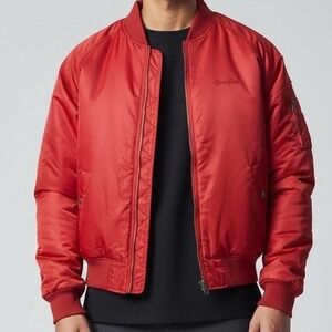 South Pole Red Bomber Jacket Mens XL Quilted Lined Zip Up‎ Streetwear- spot